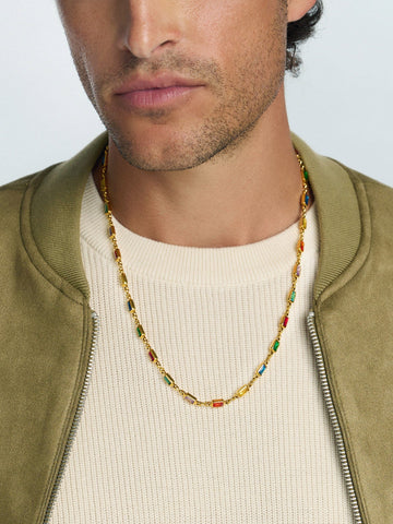 Nialaya Men's Necklace Men's Rectangle Tennis Necklace Men's Rectangle Tennis Necklace 20 Inches / 50.80 cm MNEC_397